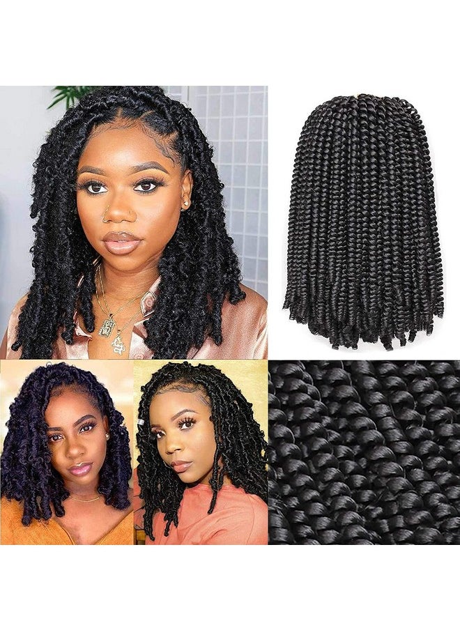 Xtrend - 12 Inch 2 Packs Spring Twist Hair For Butterfly Faux Locks And Invisible Locs Short Crochet Braids Hair Synthetic Spring Curl Hair Extension For Women (1B) - Image 1