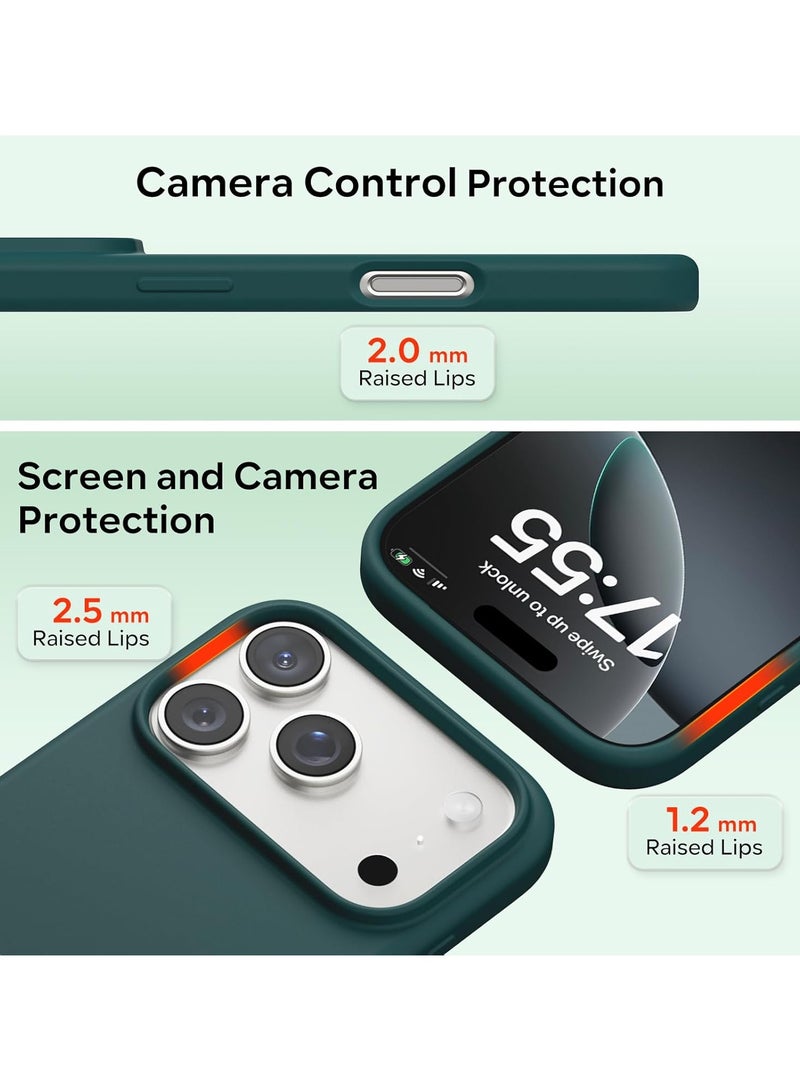دينكس جراب سيليكون متوافق مع iPhone 17 Pro Max، جراب هاتف سيليكون سائل رفيع مع مصد مطاطي ناعم مقاوم للصدمات مكون من 3 طبقات مع بطانة من مادة TPU (أخضر غامق) - Image 4