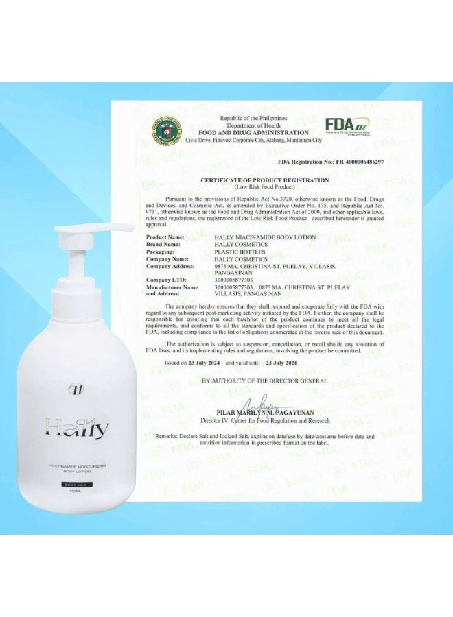 HALLY هالي لوشن لتفتيح البشرة 250 مل، هالي لوشن نيكسوتيناميد للبشرة 250 مل - Image 3