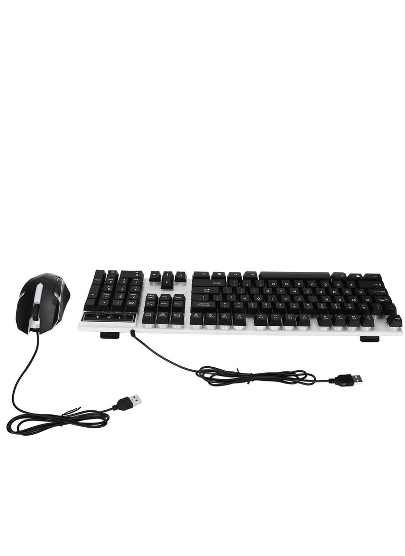 Denx Key Gaming Keyboard Mouse Combo, Colorful Backlight Ergonomic Stable Kickstand Designed, for Laptop Home Office Gaming