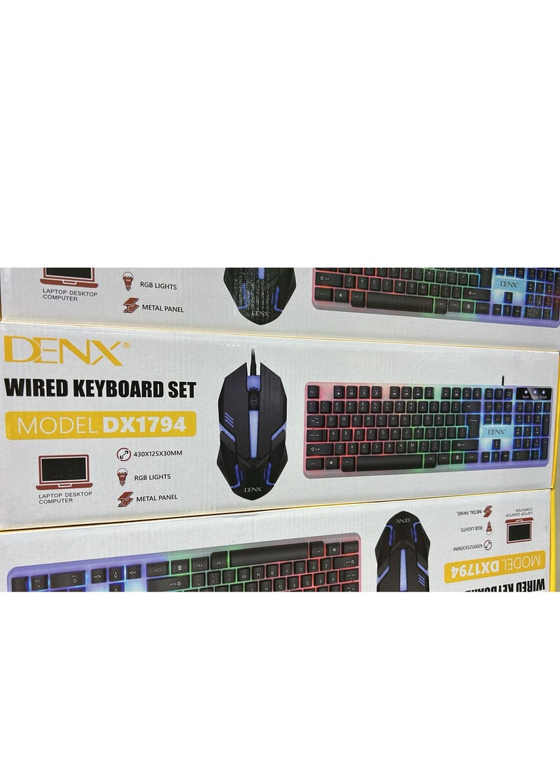 Denx Key Gaming Keyboard Mouse Combo, Colorful Backlight Ergonomic Stable Kickstand Designed, for Laptop Home Office Gaming