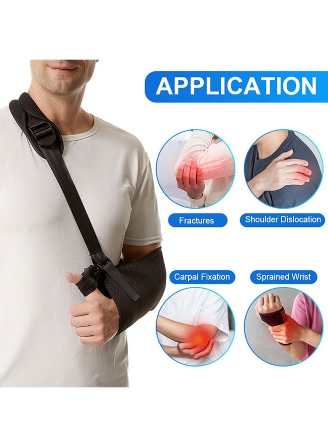 داريو رباط دعم الذراع و تثبيت الكتف – حزام مبطن قابل للتعديل للذراع اليمنى أو اليسرى، دعم تمزق العضلة الدورانية، الكوع، كسر المعصم – خامة شبكية قابلة للتنفس (أسود)  - Image 2