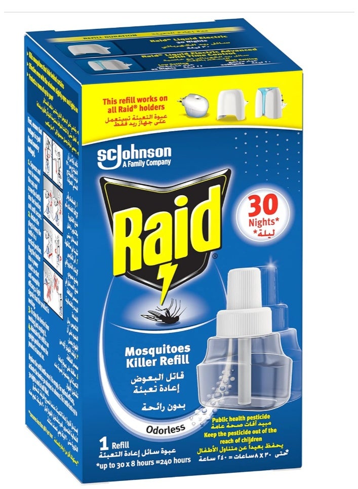 SC Johnson Raid Liquid Electric Mosquito Refill – Odorless Formula, 30 Nights Protection - Image 1