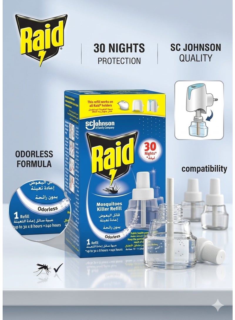 SC Johnson Raid Liquid Electric Mosquito Refill – Odorless Formula, 30 Nights Protection - Image 2