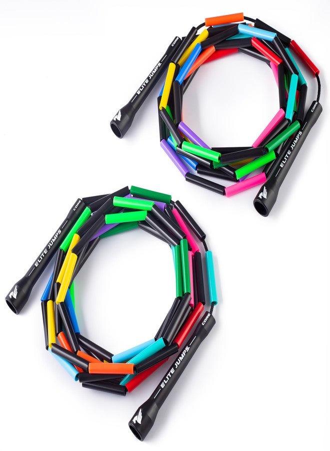 Elite Jumps Double Dutch Jump Rope 14ft, 2 Pack Rainbow Redux | 2" Beaded Double Dutch Jump Rope for Adults & Kids | Made with Unbreakable Handles and Shatterproof Beads - Image 1