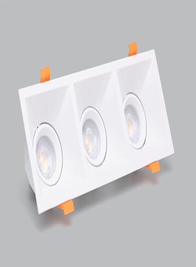 Lamps Triple Recessed Spotlight - Modern White LED Ceiling Light Fixture - Contemporary Home Lighting