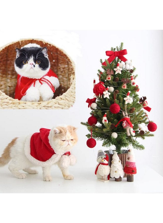 Cat Christmas Hooded Cloak Pet Dog Costume Cape with Hat Cute Kitten Puppy Red Poncho Santa Claus Cosplay Robe for Xmas Party - Image 2