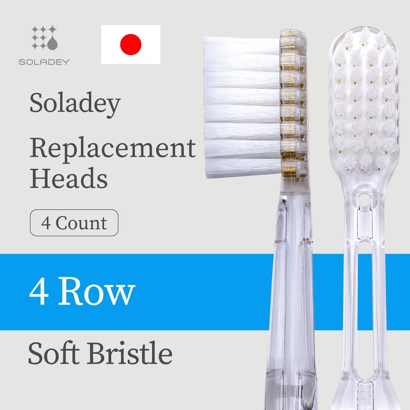 Soladey Ionic Toothbrush Replacement Brush Heads Refill 4 Count 4 Row Soft Bristle - Image 2