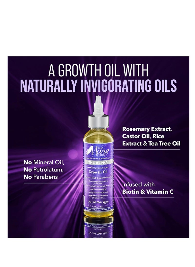 THE MANE CHOICE - The Mane Choice Alpha Multi-Vitamin Scalp Nourishing Hair Growth Oil, Helps Stimulate, Revitalize & Soothe, Scalp Oil with Biotin, & Vitamin C, 4 Fl. Oz, Single Pack - Image 1