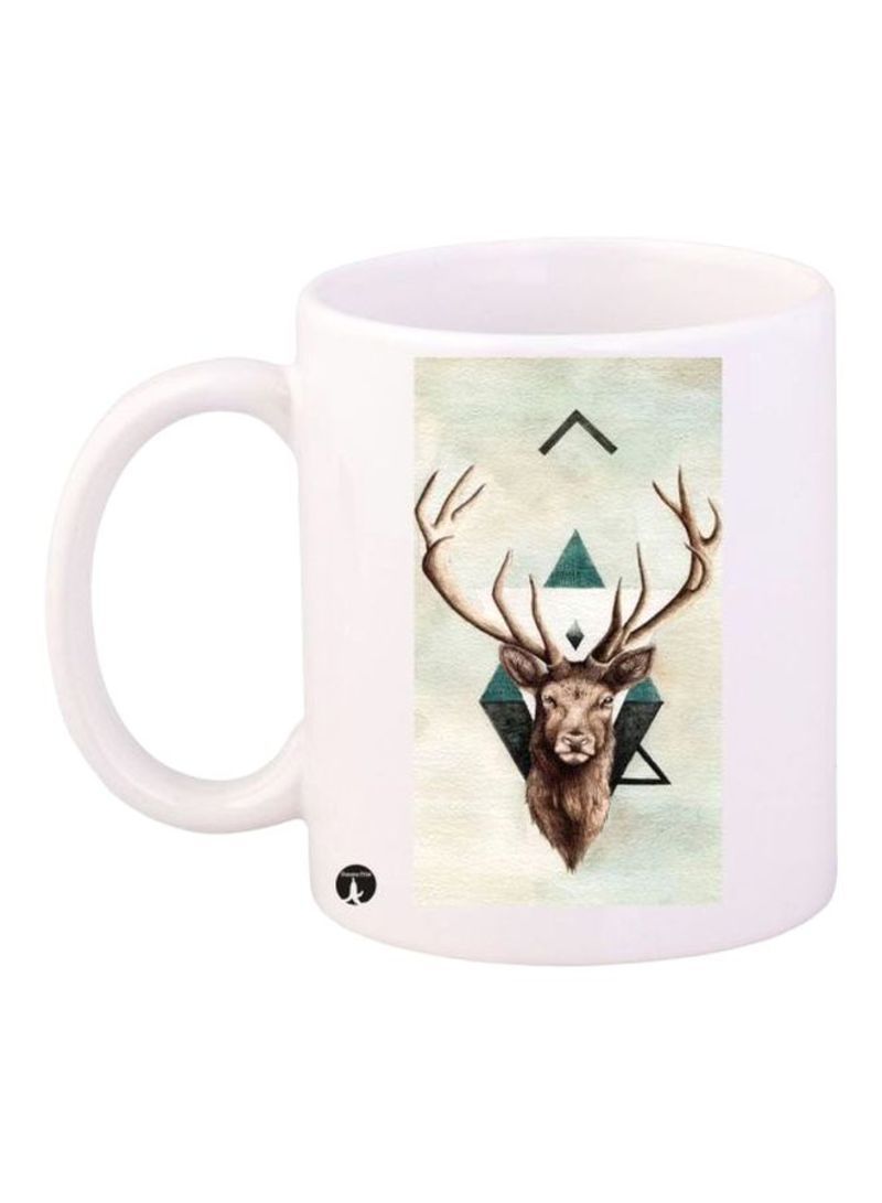 RKN Deer Printed Mug White/Beige/Brown Standard Size