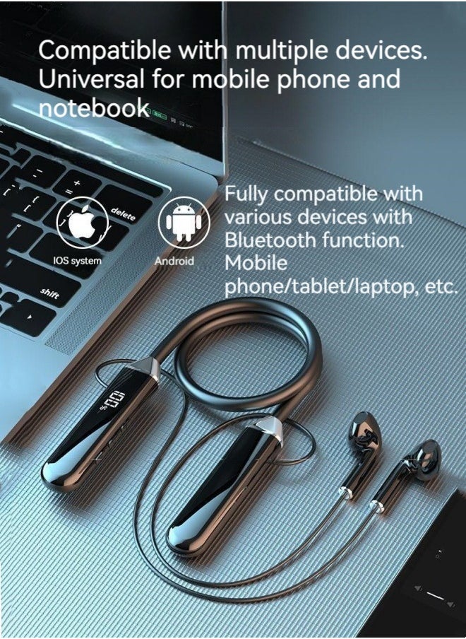 M MIAOYAN New wireless bluetooth neck-hanging earphones sports semi-in-ear universal super long standby noise reduction earphones  - Image 3