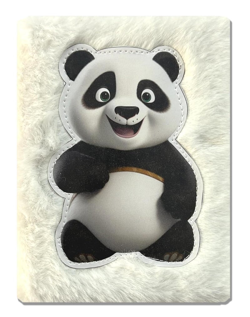 JIADA A6 Size Soft Fur Plush Fabric Diary/Personal Notebook Cute Animal Print - Panda - Image 1