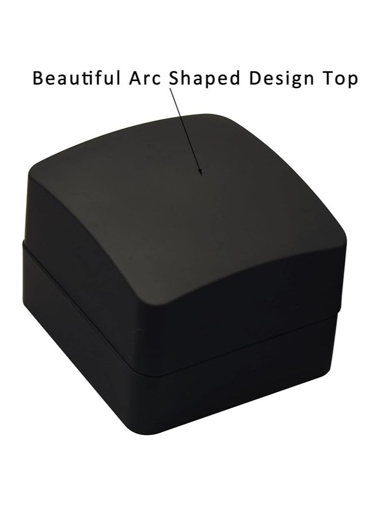 Generic LED Black Ring Box for Proposal, Wedding, Engagement...Luxury Arc Shaped Top Design LED Ring Jewelry Gift Box with Light for Men for Women for Girls Box )  - Image 2