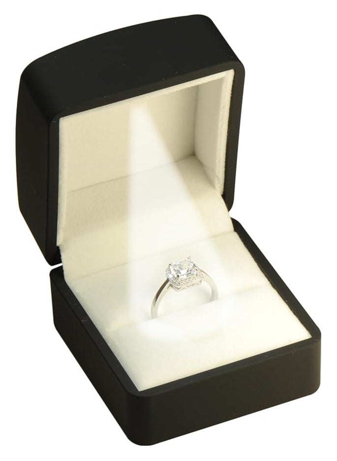 Generic LED Black Ring Box for Proposal, Wedding, Engagement...Luxury Arc Shaped Top Design LED Ring Jewelry Gift Box with Light for Men for Women for Girls Box )  - Image 5