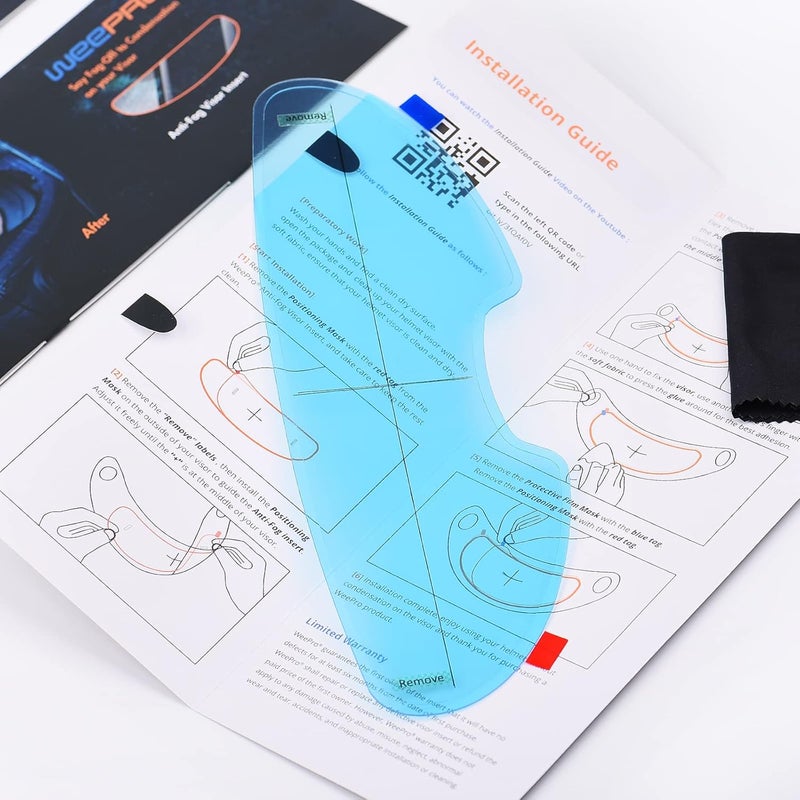 WeePro Anti Fog Film for Motorcycle Helmet Visor Compatible with QWART Helmet Visor Protector Film Defogger Fog Resistant for Helmet Lens 3.6" x 10.55" - Image 3