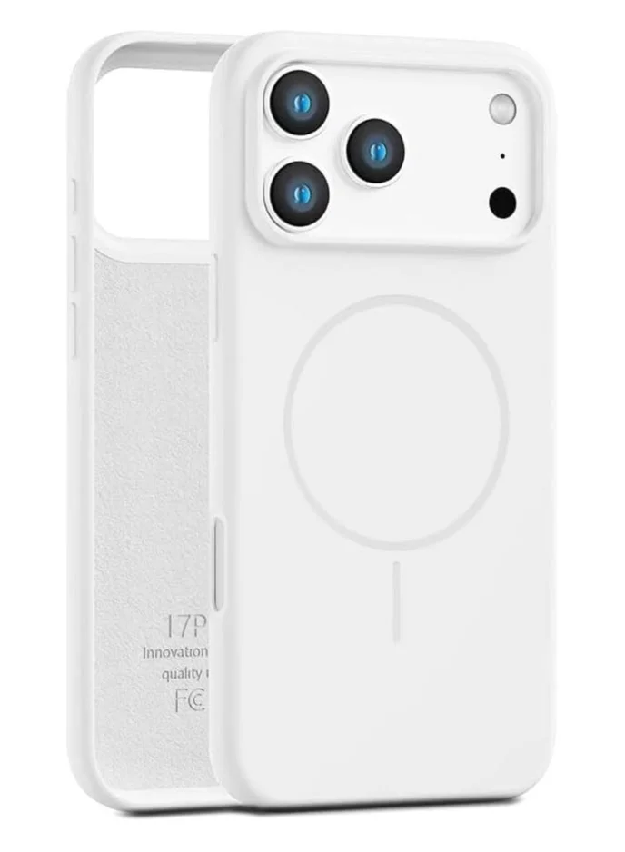 Mobcos Mobcos iPhone 17 Pro Max White Luxury Magnetic Compatible for iPhone Series – Shockproof, Slim Fit, Soft-Touch Protective Cover with Magnetic Wireless Charging Support