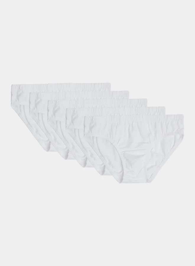 ستايلي Pack of 5 - Teen Boy White Briefs Underwear with Elastic at Waist