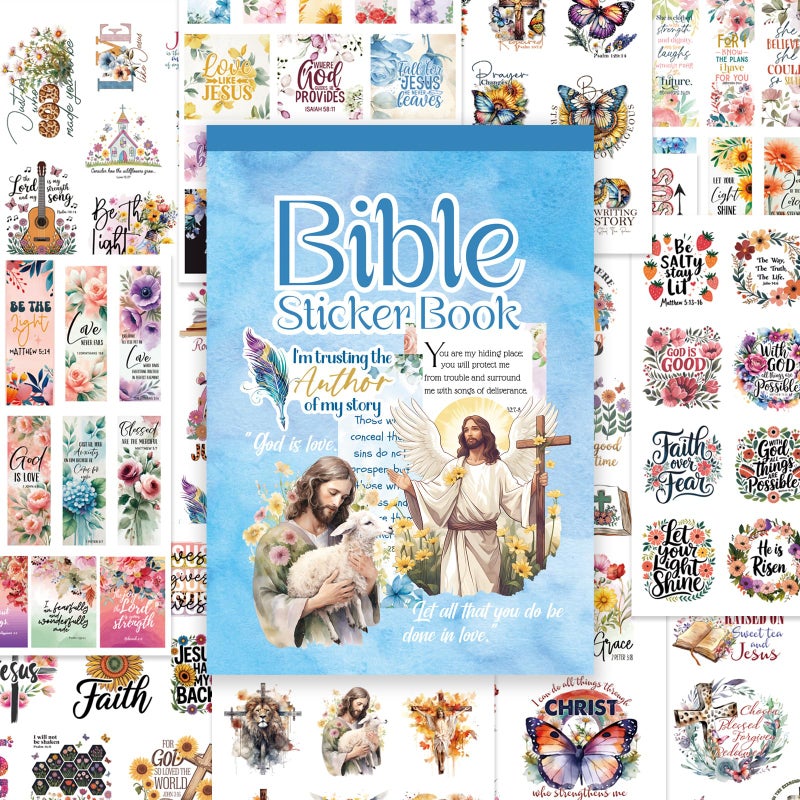 PRSTINCOL Bible Verse Stickers Book, 28 Pages 353 Pcs Religious Scripture Journaling Supplies for Women Water Bottles Journals - Image 2