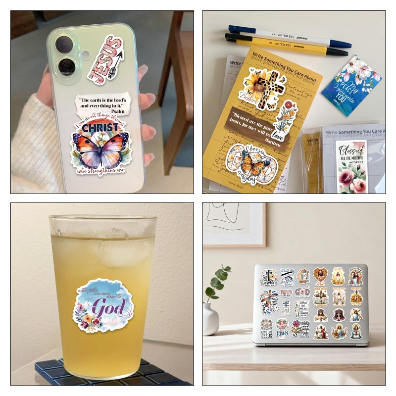 PRSTINCOL Bible Verse Stickers Book, 28 Pages 353 Pcs Religious Scripture Journaling Supplies for Women Water Bottles Journals - Image 4