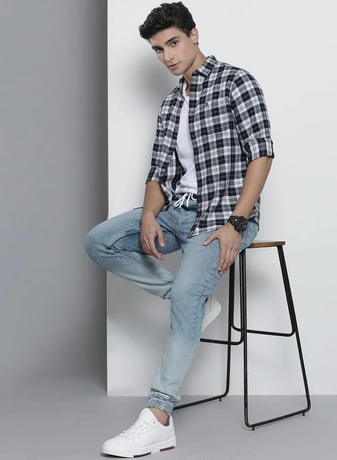 The Indian Garage Co  Men Slim Fit Cuffed Faded Jeans for Men | Best Price UAE