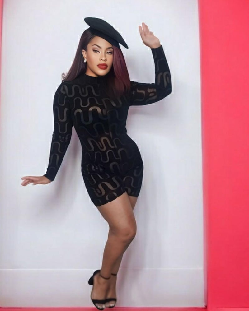 Uni Clau Women Sexy See Through Long Sleeve Short Jumpsuits Velvet Patchwork Skinny Short Pants Club Rompers Black L - Image 5
