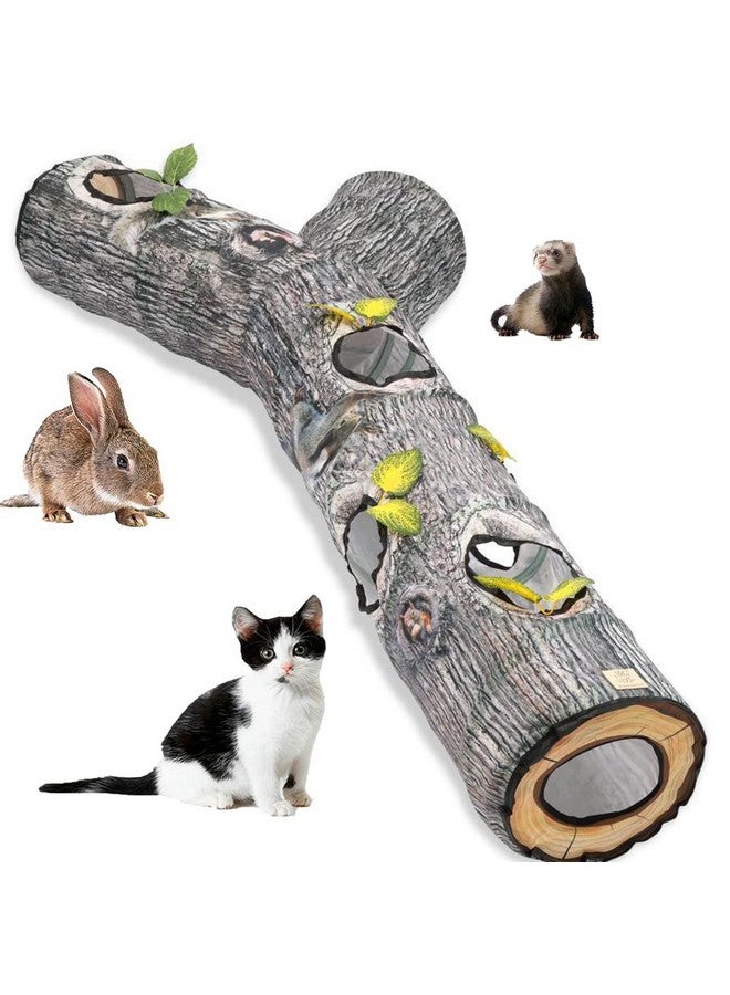 AMYESE Cat Tunnels for Indoor Cats - Interactive Tree Trunk Cat Activity Play Tunnels with Peek Holes, Collapsible Pet Tube Puzzle Hunt Chase Training Center Toys for Kitten, Ferret, Small Animals - Image 1