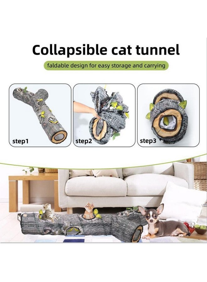 AMYESE Cat Tunnels for Indoor Cats - Interactive Tree Trunk Cat Activity Play Tunnels with Peek Holes, Collapsible Pet Tube Puzzle Hunt Chase Training Center Toys for Kitten, Ferret, Small Animals - Image 3