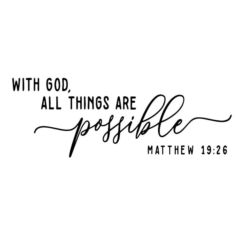 MOVANKRO with God All Things are Possible Matthew 1926  Carved Vinyl Separated Letters Bible Verse Quotes Wall Decal Words Scripture Christian DIY Home Dcor 