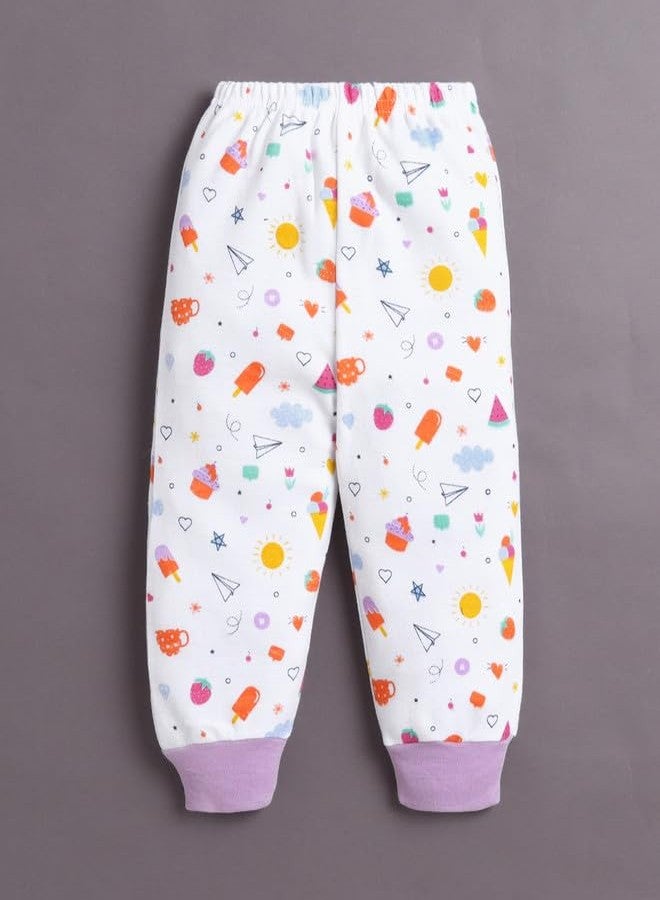 BUMZEE Girls Cotton Pyjamas Pack of 4 Lavender & White - 12-18 Months (Peb10698D-lvd) - Image 5