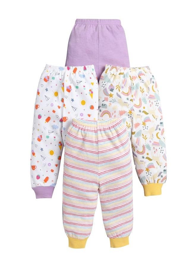 BUMZEE Girls Cotton Pyjamas Pack of 4 Lavender & White - 12-18 Months (Peb10698D-lvd) - Image 1