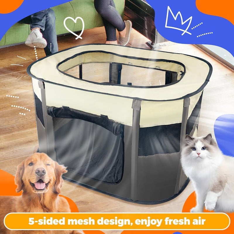 Ankila Foldable Playpen for Dog, Portable Dog Crates Pet Kennel Tent Fence, puppy playpen indoor and outdoor Travel Use Camping with a Carrying Case for Small or Medium Animals, Rabbits, Cat (Grey) - Image 5