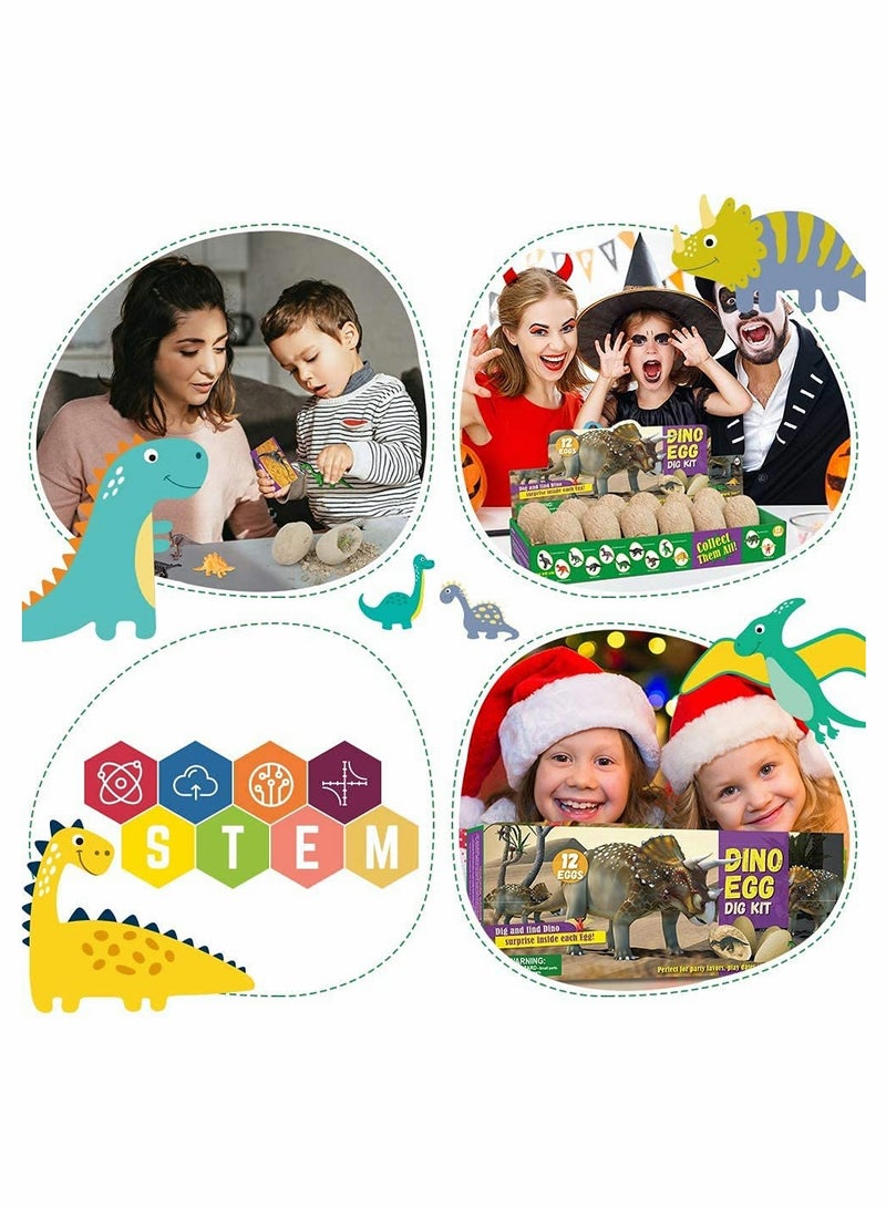 SYOSI Archaeological excavation toys 12 Different Fossil/Eggs with 12 Excavation Kits,Excavation Educational Science Gifts for Kids Party Archaeology Paleontology Toy (Dinosaur Eggs) - Image 4