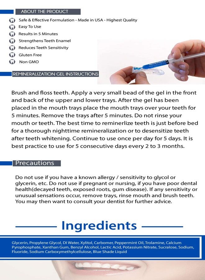 Sparkling White Smiles 4 Syringes Remineralization Gel with 4 Custom Teeth Trays - Strengthens Teeth Enamel - Reduces Teeth Sensitivity - Remineralizes and Desensitizes Teeth - Great for After Teeth Whitening - Image 5