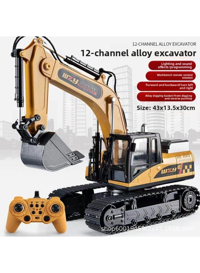 Large Alloy Children's Remote Control Car Excavator Toy Car Boy Electric Excavator Engineering Vehicle Excavator Cross-Border 