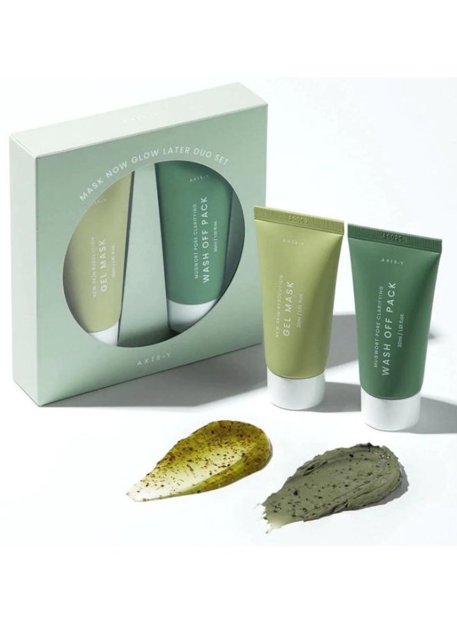 AXIS-Y Mask Now Glow Later ( Mugwort Pore Clarifying Wash Off Pack(30ml) + New Skin Resolution Gel Mask(30ml) - Image 2