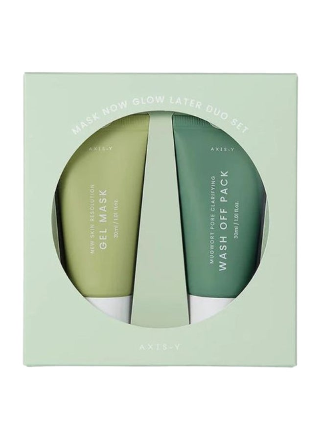AXIS-Y Mask Now Glow Later ( Mugwort Pore Clarifying Wash Off Pack(30ml) + New Skin Resolution Gel Mask(30ml) - Image 1