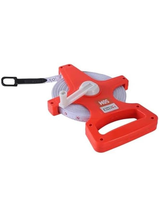 بي إم بي تولز شريط قياس من الألياف الزجاجية بطول 50 مترًا وكسور مسافات طويلة ومقاييس مترية، شريط قياس المسار والميدان المتميز للمقاولين ومنسقي الحدائق والبناء ومساح الأراضي - Image 2