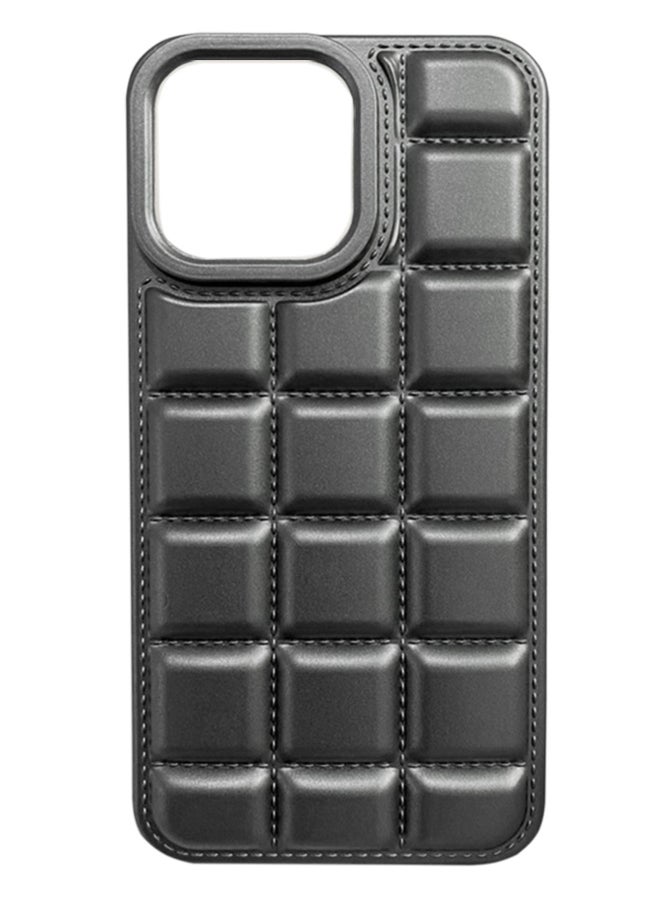 Generic - Luxury Plating Chocolate Block Pattern Case For Iphone 15, Shockproof Phone Back Cover For iPhone 15 - Grey - Image 1
