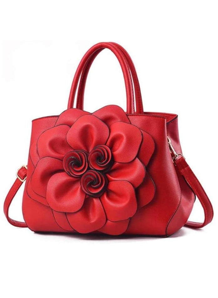 Women's Handbags Top Handle Tote Bags 3D Floral Wallet PU Leather Hobo Bags Crossbody Bags Shoulder Bags Shoulder Bags Red  - Image 1
