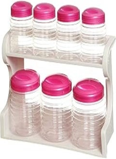 Lamsa Plast Touch blast jar with lid and stand - multi color - 7 piece 