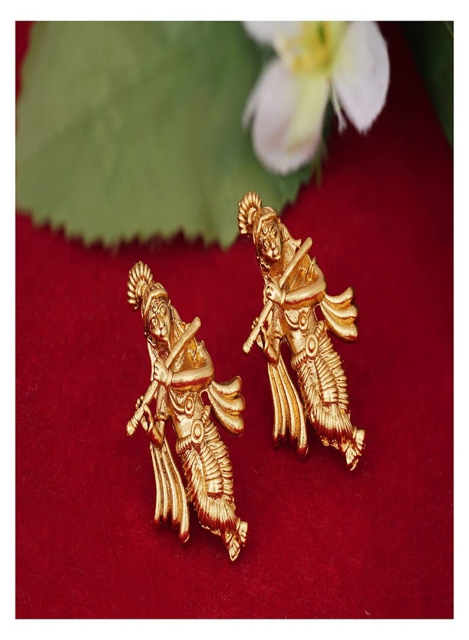 JFL - Jewellery for Less One Gram Gold Plated Indian Traditional Temple Jewellery Lord Krishna Ethnic Antique Earring for Women and Girls,Valentine - Image 4