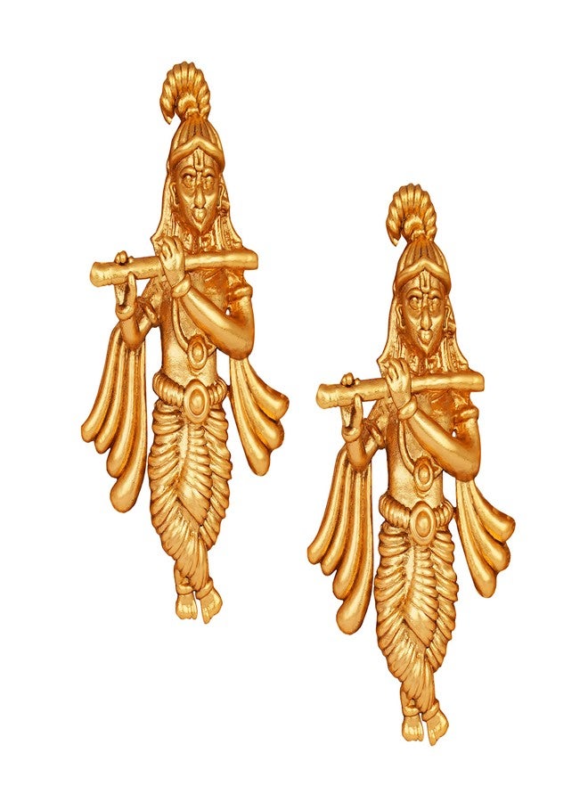 JFL - Jewellery for Less One Gram Gold Plated Indian Traditional Temple Jewellery Lord Krishna Ethnic Antique Earring for Women and Girls,Valentine - Image 1