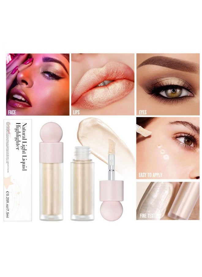 HOCOSSY - Liquid Highlighter Natural Glow For Face & Body, Waterproof Moisturizing Light Liquid Luminizer For Long Lasting Shimmer, Contour Highlighter Stick Easy To Apply With Cushion Applicator (1 Moonlight) - Image 1