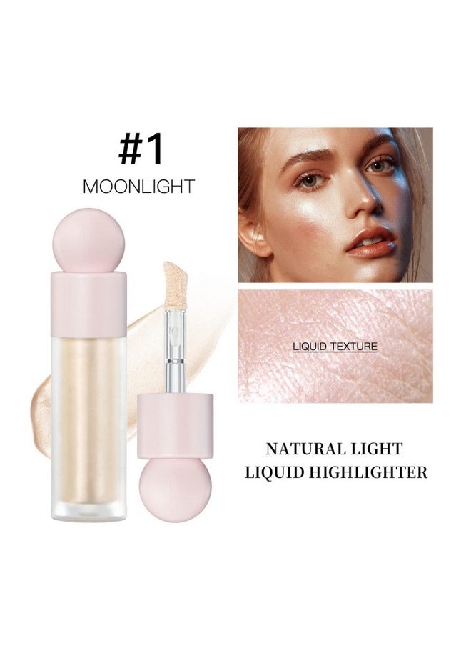 HOCOSSY - Liquid Highlighter Natural Glow For Face & Body, Waterproof Moisturizing Light Liquid Luminizer For Long Lasting Shimmer, Contour Highlighter Stick Easy To Apply With Cushion Applicator (1 Moonlight) - Image 1