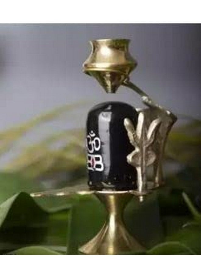 Rudram Rudram Brass Shiva Lingam Abhishek Patra with Trishul and Nag for Pooja Items | Shivling Showpiece (Multicolour, 4 cm x 2.5 cm x 5 cm)  - Image 4