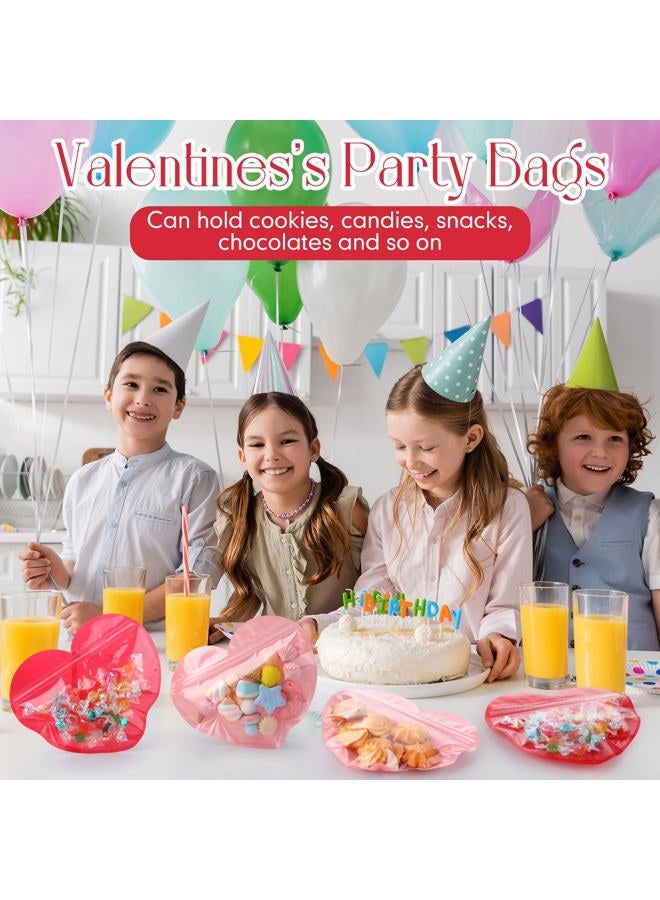 Yexiya 50 Pcs Valentine Gift Bags Heart Shaped Treat Bags Valentine Plastic Goodie Candy Container Resealable Jewelry Packaging Container Decoration for Holiday Gift Wrapping (Red, Pink,5 x 6 Inch) - Image 5