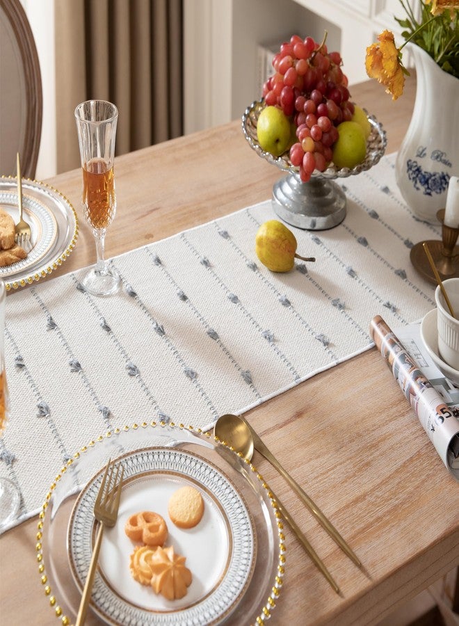 Caflife Boho Table Runner 72 Inchs Long for Modern Farmhouse Room Home Decor, Grey and Beige Coffee Table Runner, Natural Cotton Woven with Tassels Neutral, for Kitchen Dining Table Decor - Image 3
