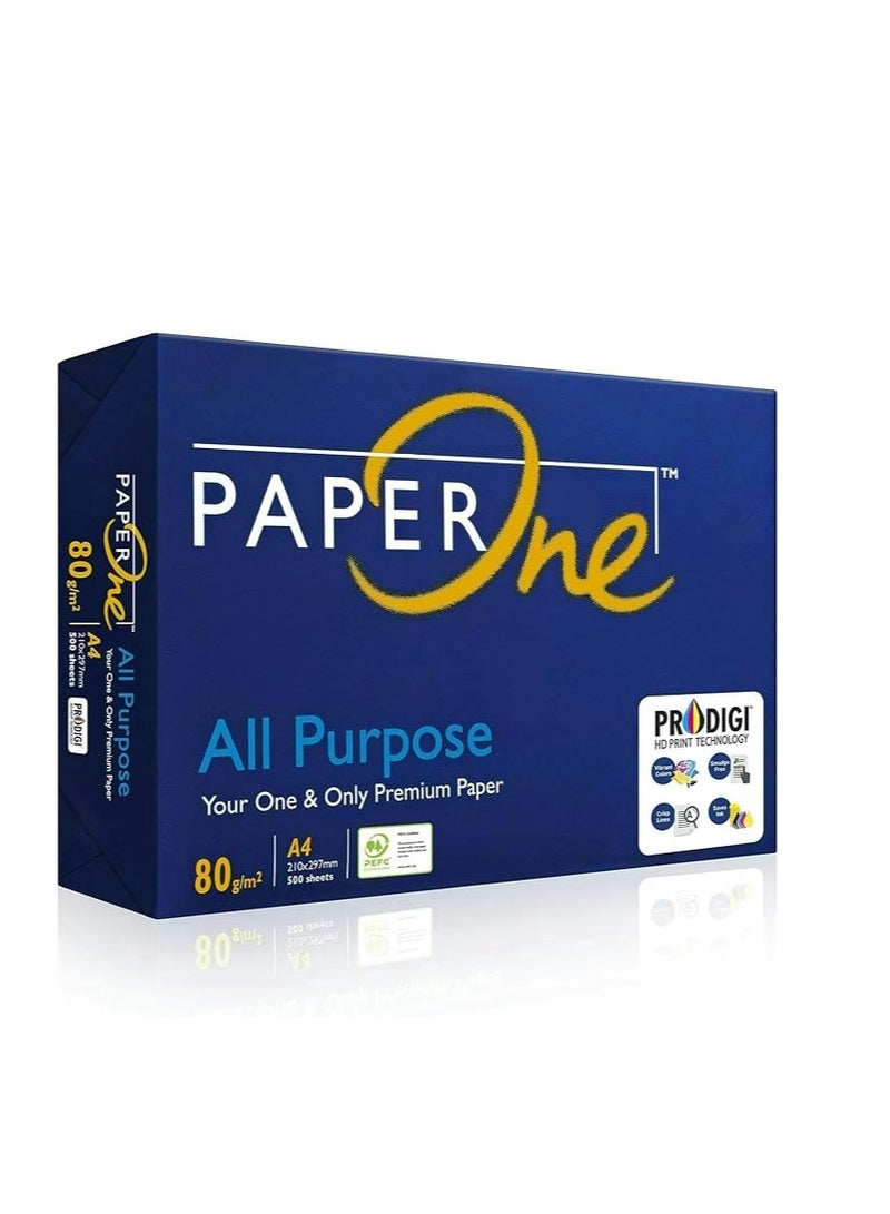 PaperOne ورق نسخ ممتاز متعدد الأغراض، 80 جرام لكل متر مربع، مقاس A4، 500 ورقة (عبوة من قطعتين) - Image 1