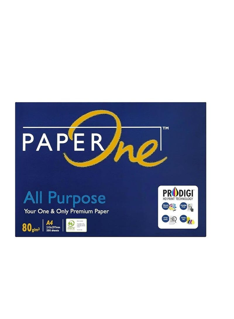 PaperOne ورق نسخ ممتاز متعدد الأغراض، 80 جرام لكل متر مربع، مقاس A4، 500 ورقة (عبوة من قطعتين) - Image 2