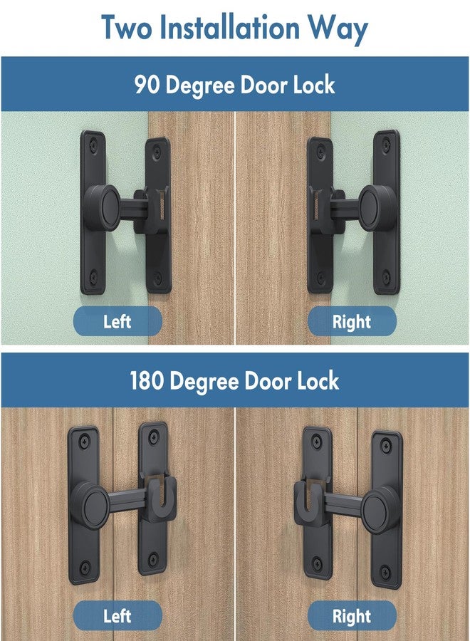 XOOL Heavy Duty 90 & 180 Degree Barn Door Lock, Lock Latch for Door, Garden, Bathroom, Garage, Window, Outdoor - Image 2